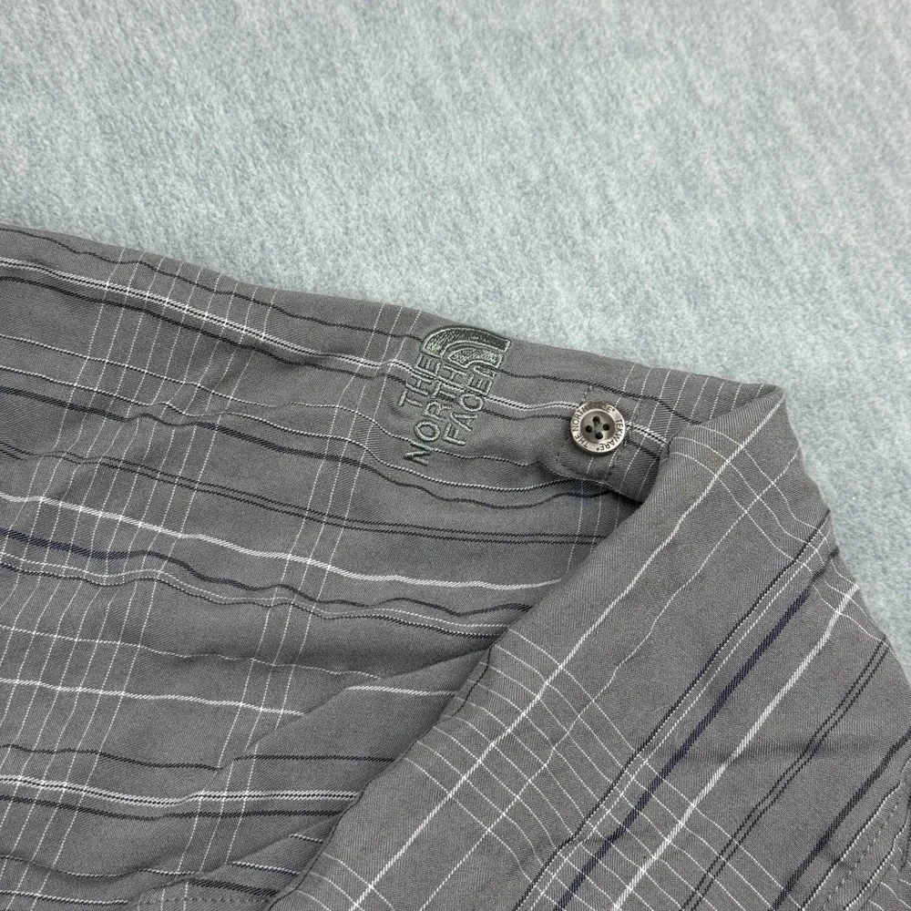 The North‎ Face Shirt Mens 2XL XXL Gray Striped Button Down Vapor Wick Outdoors
